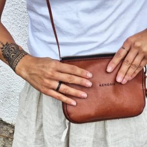 KNS Geantă damă Echo piele naturală de vițel maro - imagine 3