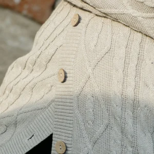 VER Cardigan cu torsade din bumbac organic și lână - imagine 3