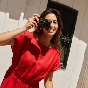 VER Rochie din in lungă cu elastic în talie CAROLINE - imagine 5