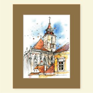 MOR Clădiri din Brașov, Fine Art Print în passepartout, 20x25 cm - imagine 3