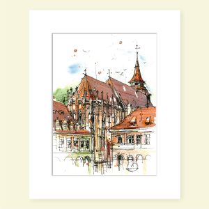MOR Clădiri din Brașov, Fine Art Print în passepartout, 20x25 cm - imagine 7