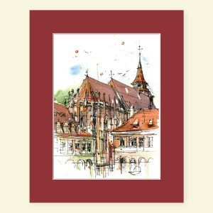 MOR Clădiri din Brașov, Fine Art Print în passepartout, 20x25 cm - imagine 6