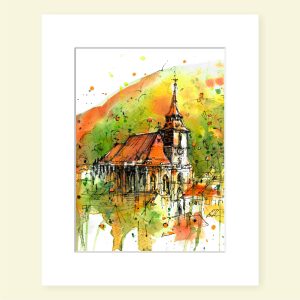 MOR Clădiri din Brașov, Fine Art Print în passepartout, 20x25 cm - imagine 4