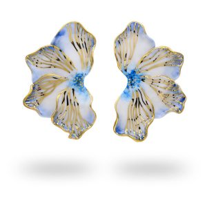 DIA Cercei mari din porțelan Model Fluture, Semi-Floare - imagine 3