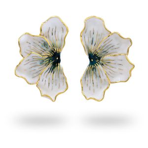 DIA Cercei mari din porțelan Model Fluture, Semi-Floare - Image 3